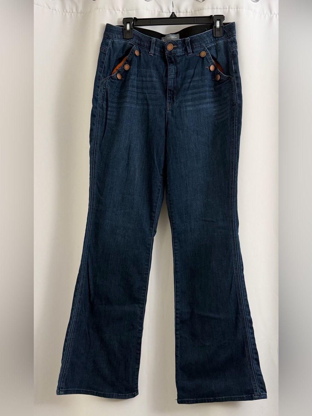 Wit & Wisdom Dark Indigo Wide-Leg Jeans with Button Accents